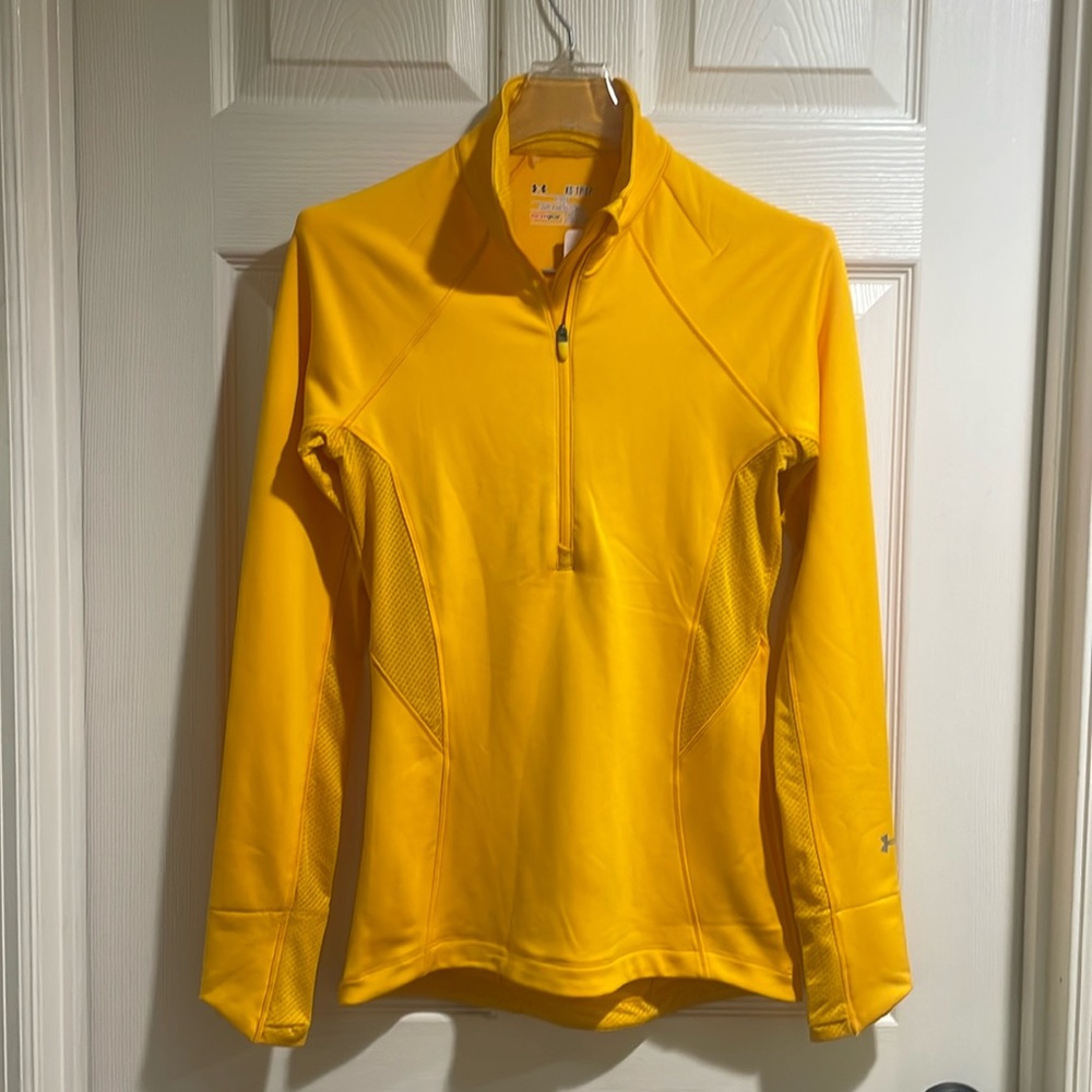 UNDER ARMOUR Coldgear Fitted Size Small Yellow Quarter-Zip